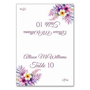 Wedding Place card-Island Romance-Fish Icon- Table Number