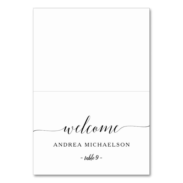 Wedding Place Card Tent - Romantic Calligraphy (Front)
