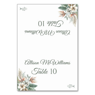 Wedding Place card-Tropical Elegance-Fish Icon- Table Number