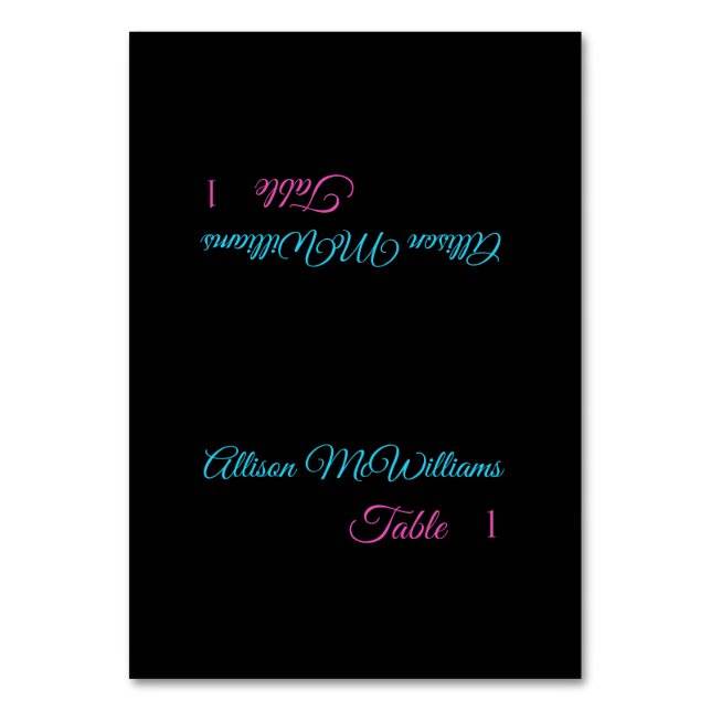 Wedding Place cards-Blue and Pink- Table Number (Front)