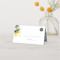 Wedding Place Cards Blue and Yellow