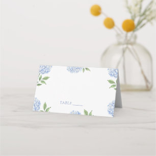 Wedding Place Cards, Blue Hydrangea Border Classic Card