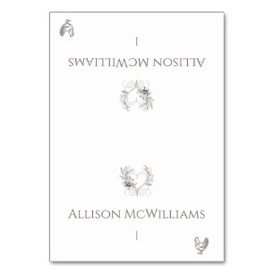 Wedding Place cards-Chicken Icon-Flowers Table Number