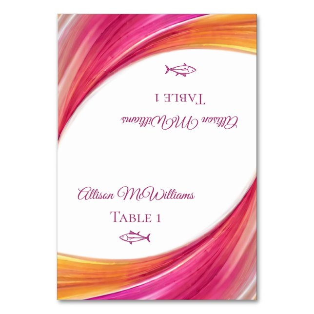 Wedding Place cards-Fish Icon- Table Number (Front)