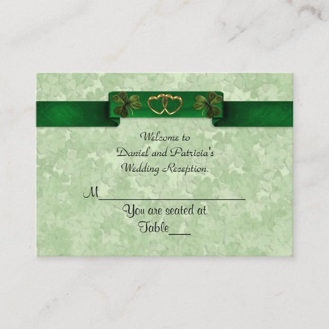 Wedding Place cards Irish shamrocks (Front)