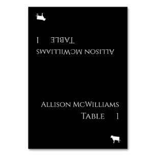 Wedding Place cards-Meat Icon-Black and White Table Number