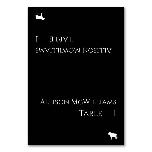 Wedding Place cards-Meat Icon-Black and White Table Number (Front)