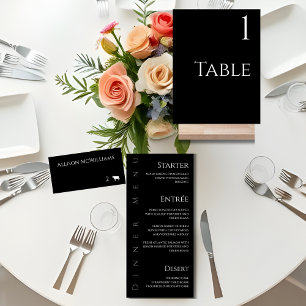 Wedding Place cards-Meat Icon-Black and White Table Number