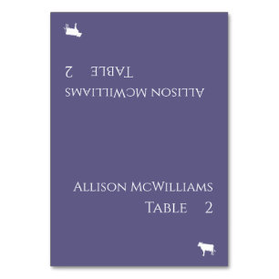 Wedding Place cards-Meat Icon-Blue and White Table Number