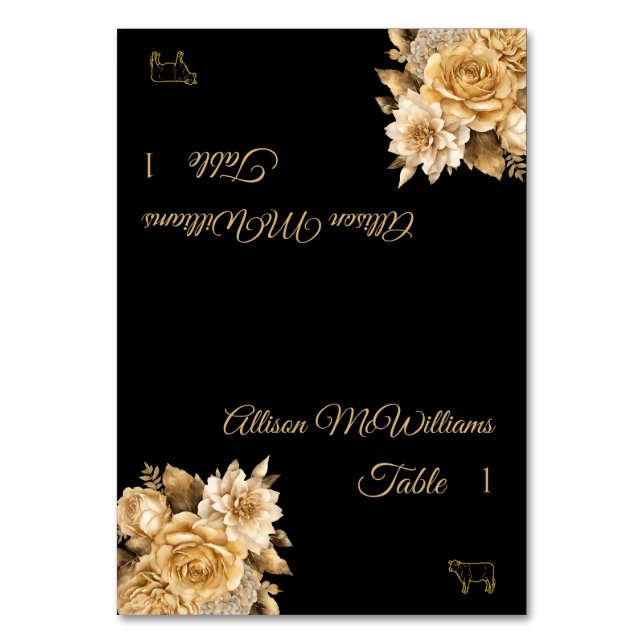 Wedding Place cards-Meat Icon-Neutral Bouquet Table Number (Front)
