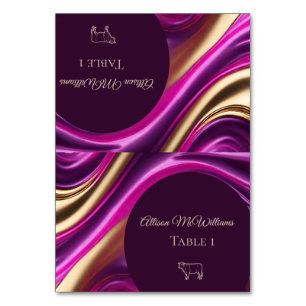 Wedding Place cards-Meat Icon-Purple and Gold Table Number
