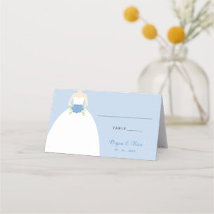 Wedding Place Cards (Pastel Blue Wedding Gown)