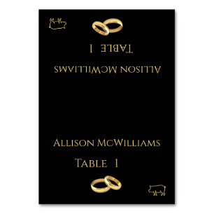 Wedding Place cards-Pork Icon-Black and Gold- Table Number