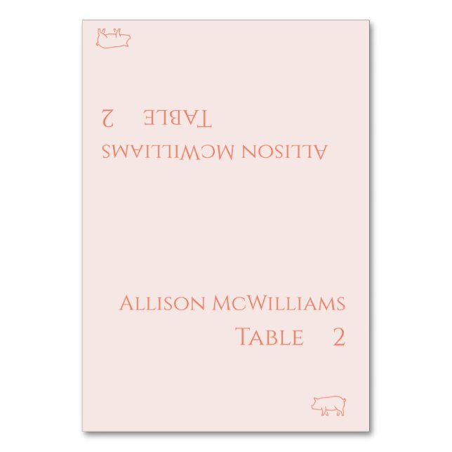 Wedding Place cards-Pork Icon-Blush Table Number (Front)