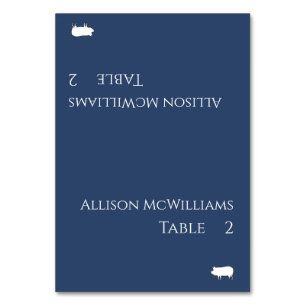 Wedding Place cards-Pork Icon-Dark Blue and White Table Number