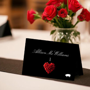Wedding Place Cards Pork Icon-Red Roses