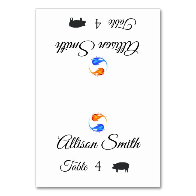 Wedding Place Cards-Pork Icon-Twin Flames- Table Number (Front)
