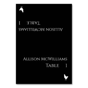 Wedding Place cards-Poultry Icon-Black and White- Table Number