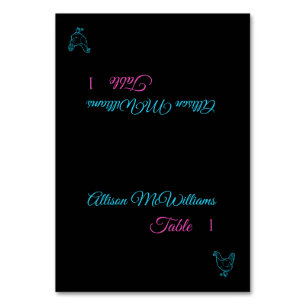 Wedding Place cards-Poultry Icon-Blue and Pink- Table Number