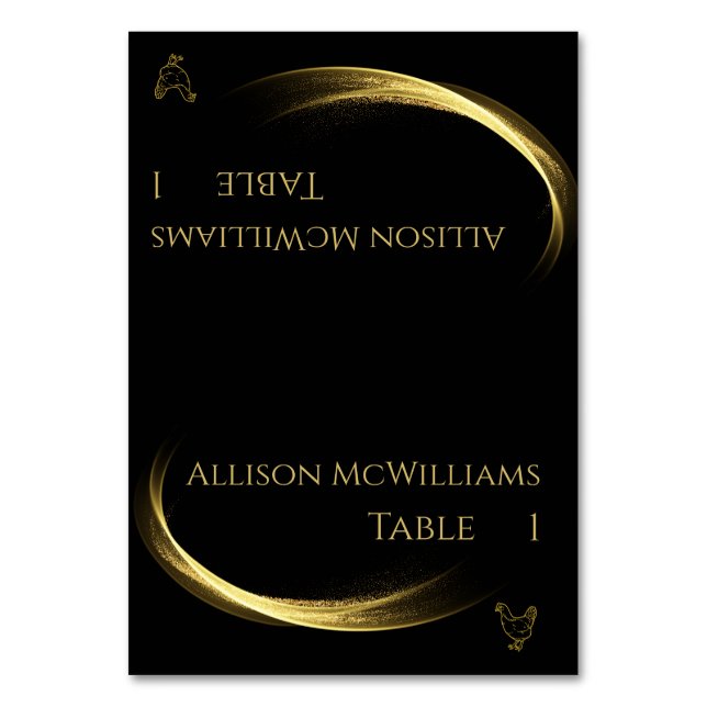 Wedding Place cards-Poultry Icon-Golden Elegance Table Number (Front)