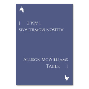 Wedding Place cards-Poultry Icon-Marlin Blue- Table Number