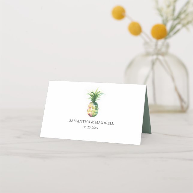 Wedding Place Cards Tropical Pineapple (Back)