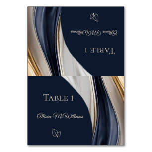 Wedding Place cards-Vegan Icon-Blue White Gold- Table Number