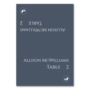Wedding Place cards-Vegetarian-Blue and White Table Number