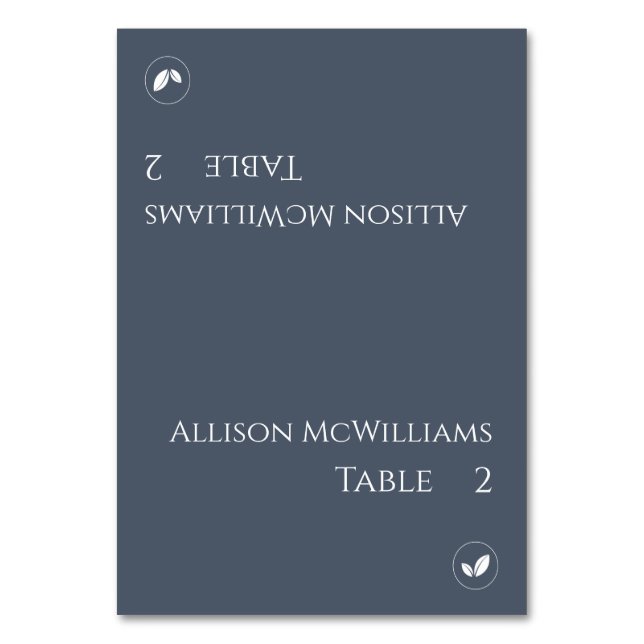Wedding Place cards-Vegetarian-Blue and White Table Number (Front)