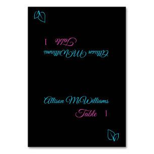 Wedding Place cards-Vegetarian Icon-Blue and Pink- Table Number