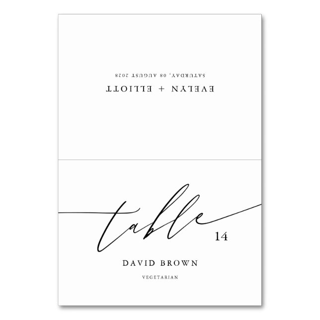 Wedding Place Cards With Meal Choice & Menu Option (Front)