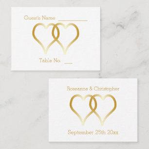 Wedding Place Setting Card Gold Hearts