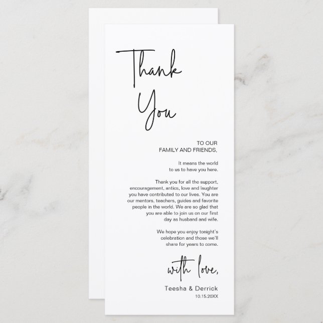 Wedding Place Setting Dinner Thank You Card (Front/Back)