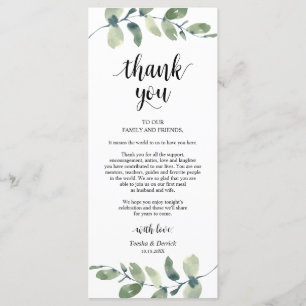 Wedding Place Setting Eucalyptus Thank You Card
