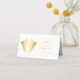Wedding Place Setting Gold Art Deco Design Card