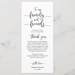 Wedding Place Setting Thank You, Black Font Card