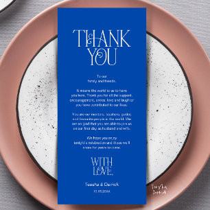 Wedding Place Setting Thank You Cobalt Blue Card
