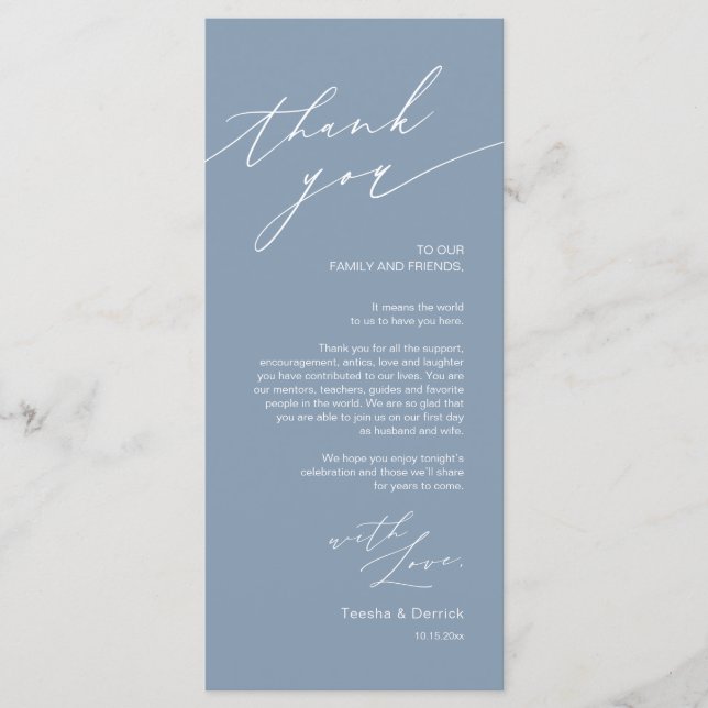 Wedding Place Setting Thank You Minimalist Card (Front)