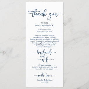 Wedding Place Setting Thank You, Navy Blue, Card