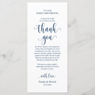 Wedding Place Setting Thank You, Navy Blue Card