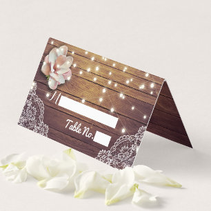 Wedding Place Table Number  Floral Light Wood Lace