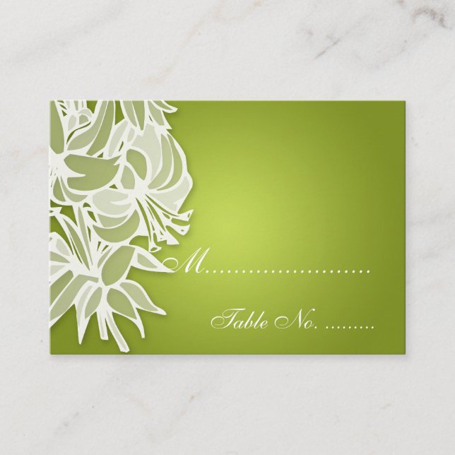Wedding Placecards Lime Lily Bouquet (Front)