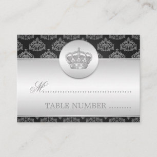 Wedding Placecards Royal Crown Black