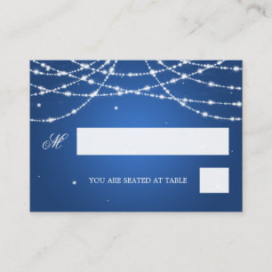 Wedding Placecards Sparkling String Blue