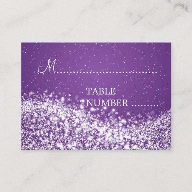 Wedding Placecards Sparkling Wave Purple (Front)