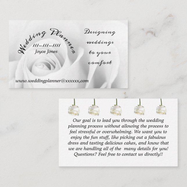 Wedding Planner 3.5" x 2.0" Business Card (Front/Back)