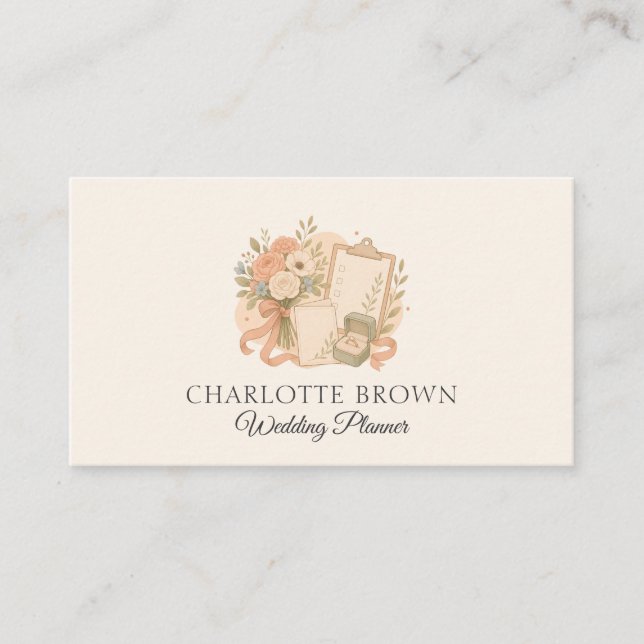 Wedding Planner Bridal Event Coordination Ceremony Business Card (Front)