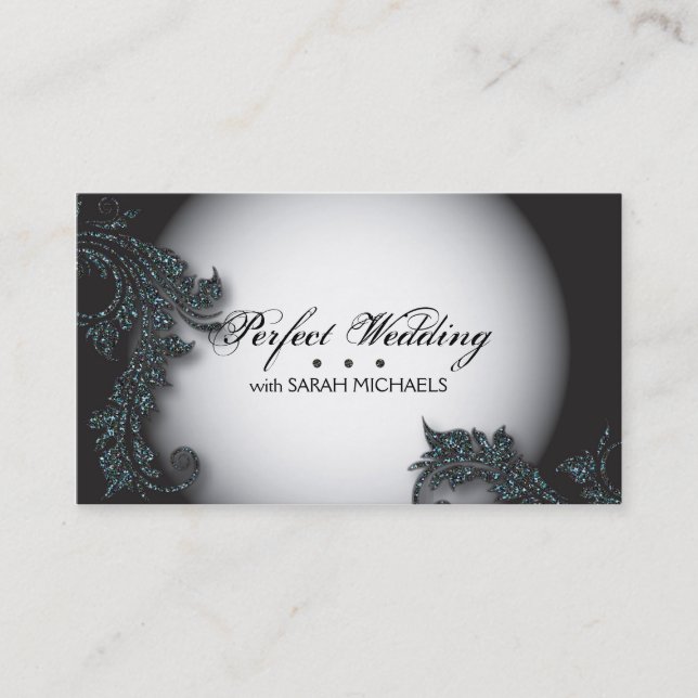 Wedding Planner Business Card Bold Fancy Glitter (Front)