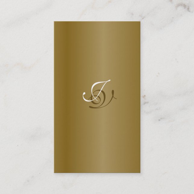 Wedding Planner Business Card Monogram Gold White (Front)