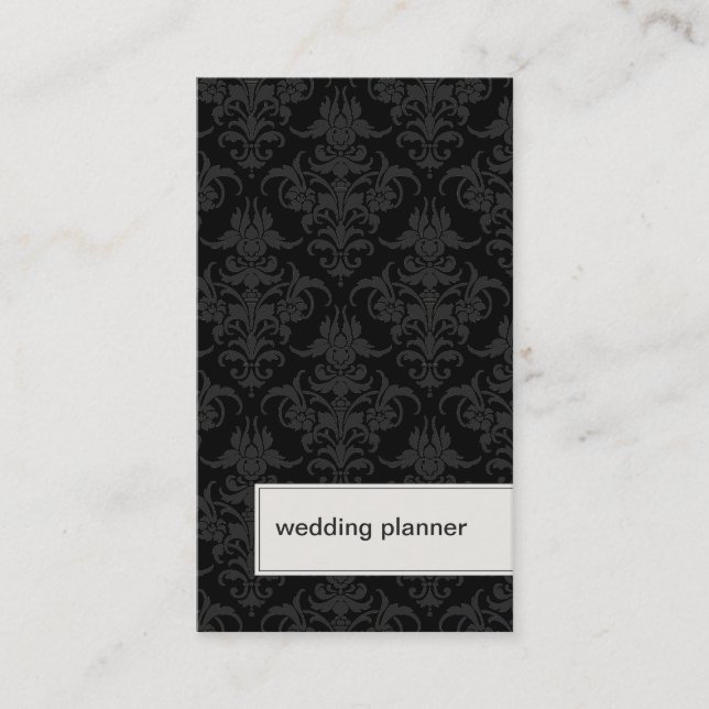 Wedding Planner Business Card Professional Damask (Front)